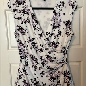 White House Black Market Floral Wrap Blouse